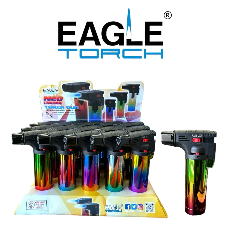 EAGLE TORCH PT101NCR NEON CHROME MEDIUM SIZE SINGLE FLAME  - 15CT Per Box
